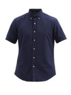 Matchesfashion.com Polo Ralph Lauren - Logo-embroidered Cotton-seersucker Shirt - Mens - Navy