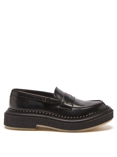 Adieu - Chunky-sole Penny-strap Leather Loafers - Mens - Black