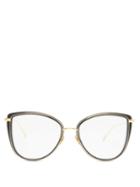 Matchesfashion.com Linda Farrow - Liza Butterfly-frame Acetate Glasses - Womens - Black Gold