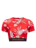 Matchesfashion.com Paco Rabanne - Hawaiian-print Jersey Cropped Top - Womens - Red Print