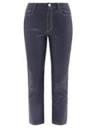 Staud - Elliot Faux-leather Cropped Trousers - Womens - Navy