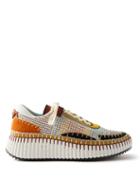 Chlo - Nama Blanket-stitch Recycled-mesh Trainers - Womens - Yellow