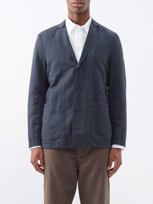 Orlebar Brown - Cere Single-breasted Cotton-blend Blazer - Mens - Dark Grey