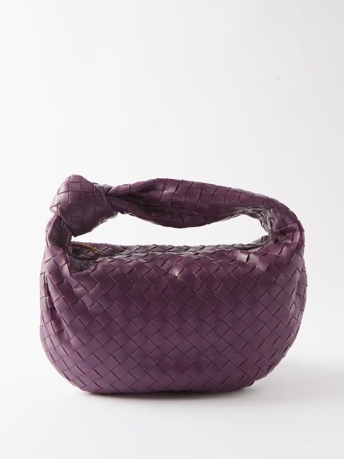 Bottega Veneta - Jodie Teen Intrecciato-leather Shoulder Bag - Womens - Dark Purple