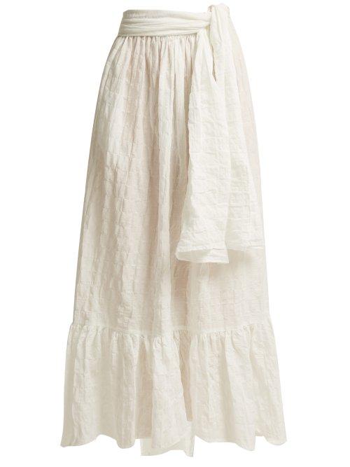 Matchesfashion.com Lisa Marie Fernandez - Nicole Tiered Seersucker Skirt - Womens - White Stripe