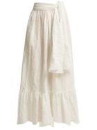 Matchesfashion.com Lisa Marie Fernandez - Nicole Tiered Seersucker Skirt - Womens - White Stripe