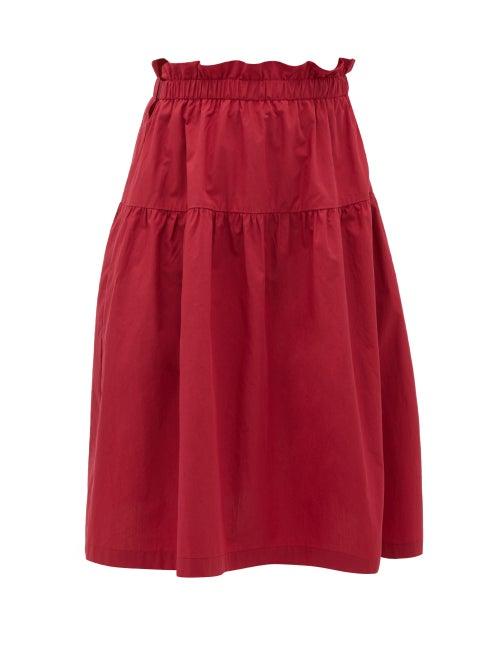 Matchesfashion.com Araks - Ulu Ruffled Cotton Skirt - Womens - Burgundy