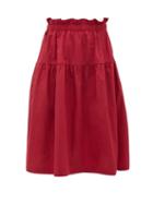 Matchesfashion.com Araks - Ulu Ruffled Cotton Skirt - Womens - Burgundy
