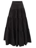Aje - Recurrence Banded Cotton-poplin Maxi Skirt - Womens - Black