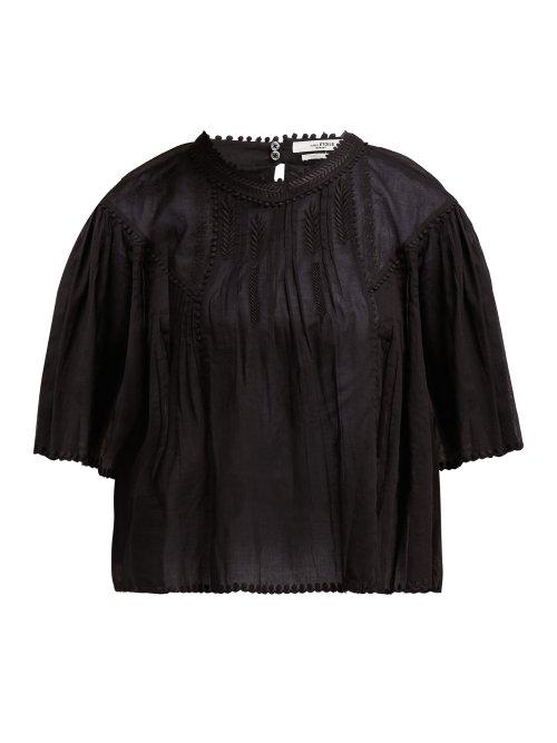 Matchesfashion.com Isabel Marant Toile - Algar Embroidered Cotton Blouse - Womens - Black
