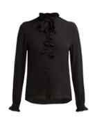 Matchesfashion.com Etro - Ruffled Silk Blouse - Womens - Black