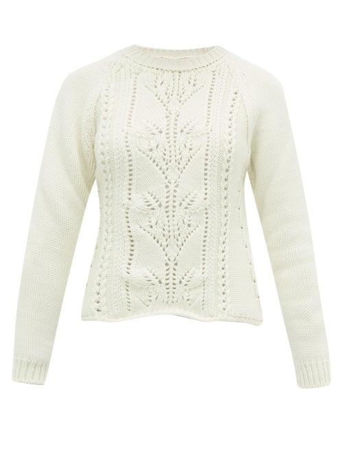 Matchesfashion.com Brock Collection - Pointelle Cable Knit Wool Blend Sweater - Womens - Ivory