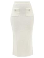 Self-portrait - High-rise Knit Midi Skirt - Womens - Ivory