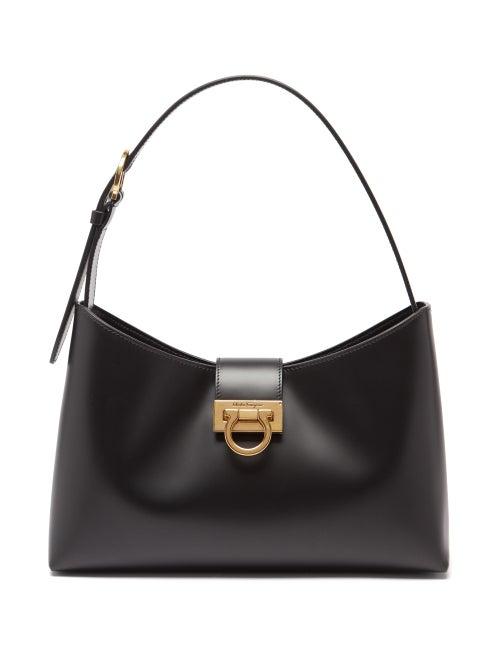 Salvatore Ferragamo - Trifolio Leather Shoulder Bag - Womens - Black