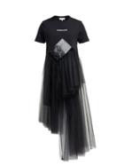 Matchesfashion.com Germanier - Tulle And Crystal Embellished T Shirt Dress - Womens - Black