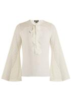 Matchesfashion.com Giambattista Valli - Contrast Sleeve Silk Georgette Blouse - Womens - Ivory