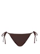 Matchesfashion.com Fisch - Chanzy Side-tie Recycled-fibre Bikini Briefs - Womens - Dark Brown