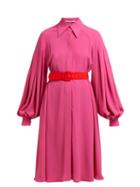 Matchesfashion.com Emilia Wickstead - Clarisse Crepe Balloon Sleeve Dress - Womens - Pink