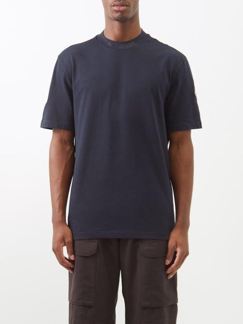 Moncler - Logo-print Cotton-jersey T-shirt - Mens - Dark Blue