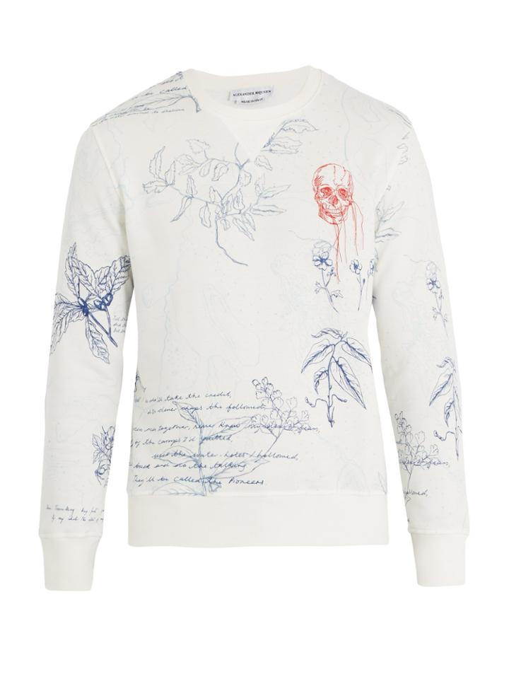 Alexander Mcqueen Leaf-print Cotton Sweater