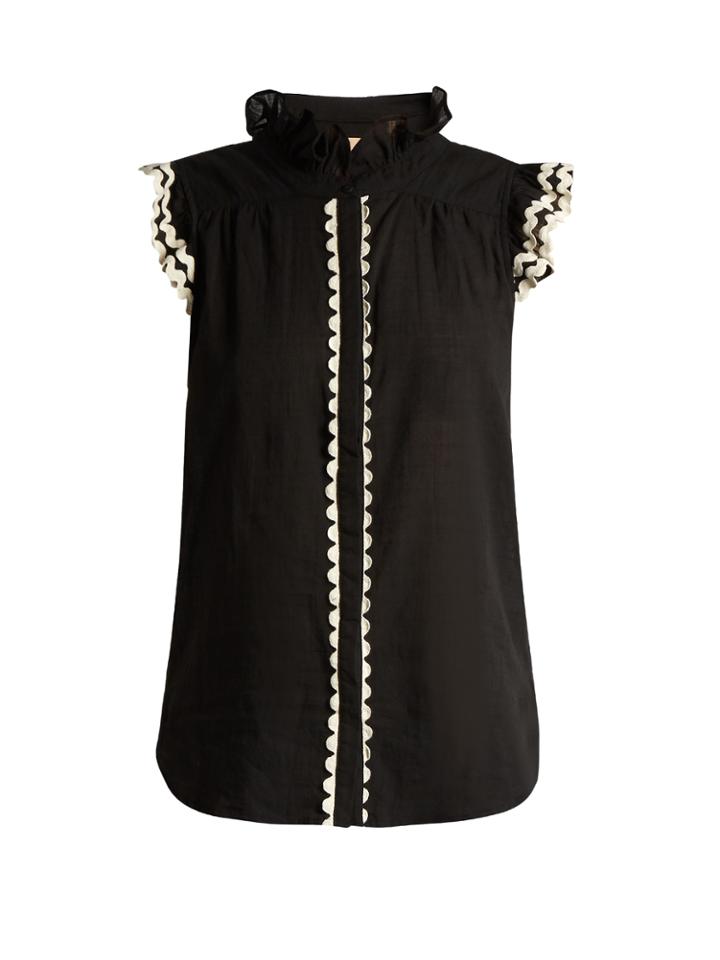 Bliss And Mischief Ric-rac Trimmed Cotton Top