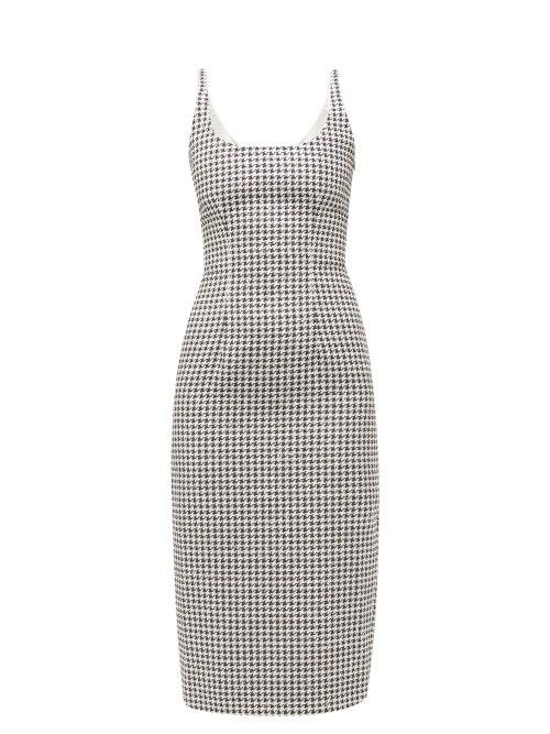 Matchesfashion.com Alessandra Rich - Sequinned Tailored Houndstooth Dress - Womens - Black White