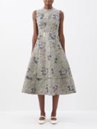 Erdem - Kelsie Rosie Floral-jacquard Sleeveless Midi Dress - Womens - Grey Multi