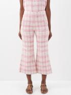 Lisa Marie Fernandez - The Flare Cropped Cotton-blend Tweed Trousers - Womens - Pink White