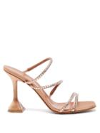 Ladies Shoes Amina Muaddi - Naima Crystal-embellished Satin Sandals - Womens - Nude