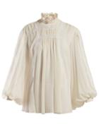 Matchesfashion.com Giambattista Valli - Broderie Anglaise Silk Crepe Blouse - Womens - White