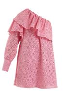 Matchesfashion.com Msgm - One Shoulder Broderie Anglaise Cotton Dress - Womens - Pink
