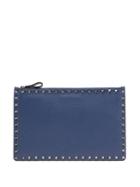 Valentino Rockstud Pebbled-leather Pouch