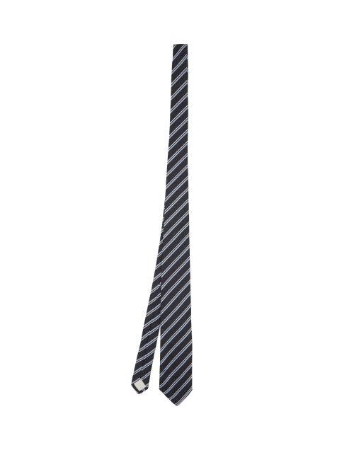 Matchesfashion.com Prada - Striped Silk Blend Tie - Mens - Grey