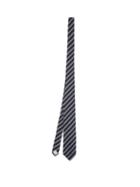 Matchesfashion.com Prada - Striped Silk Blend Tie - Mens - Grey