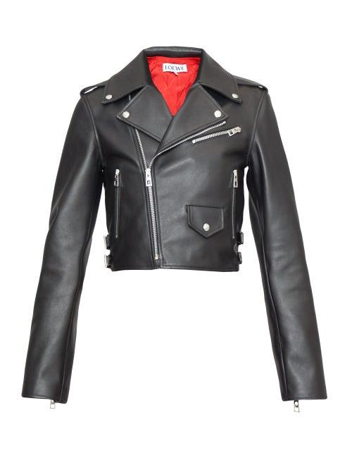 Matchesfashion.com Loewe - Cropped Leather Biker Jacket - Womens - Black