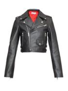 Matchesfashion.com Loewe - Cropped Leather Biker Jacket - Womens - Black
