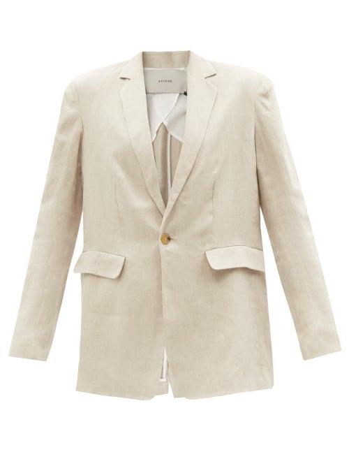 Asceno - Azores Organic-linen Cambric Blazer - Womens - Light Beige