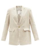 Asceno - Azores Organic-linen Cambric Blazer - Womens - Light Beige