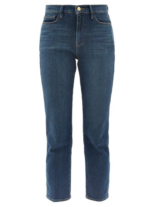 Matchesfashion.com Frame - Le Sylvie Straight Leg Cropped Jeans - Womens - Dark Blue