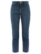 Matchesfashion.com Frame - Le Sylvie Straight Leg Cropped Jeans - Womens - Dark Blue