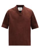 Matchesfashion.com Jil Sander - V-neck Cotton-poplin T-shirt - Mens - Brown