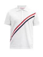 Matchesfashion.com Thom Browne - Tricolour-print Cotton-piqu Polo Shirt - Mens - White
