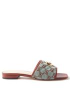 Gucci - Jolie Gg-canvas And Leather Slides - Womens - Blue