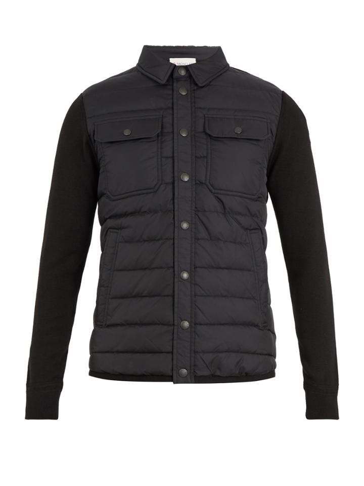 Moncler Quilted-panel Nylon And Wool-blend Jacket