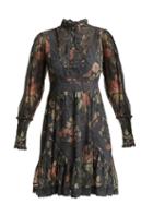 Matchesfashion.com Zimmermann - Unbridled Floral Print Silk Dress - Womens - Grey Print