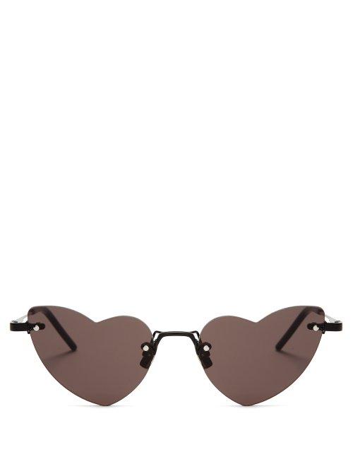 Matchesfashion.com Saint Laurent - Loulou Heart Shaped Acetate Sunglasses - Womens - Black
