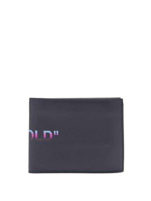 Matchesfashion.com Off-white - Quote Print Bi Fold Wallet - Mens - Dark Blue