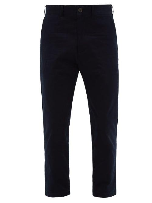 Matchesfashion.com Studio Nicholson - Bill Cropped Cotton-twill Trousers - Mens - Navy