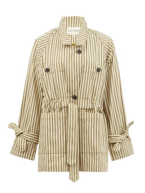 Matchesfashion.com Mara Hoffman - Arlo Single-breasted Drawstring Striped Jacket - Womens - Green Stripe