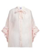 Matchesfashion.com Thierry Colson - Chanderi Gathered Cotton And Silk Blend Blouse - Womens - Pink
